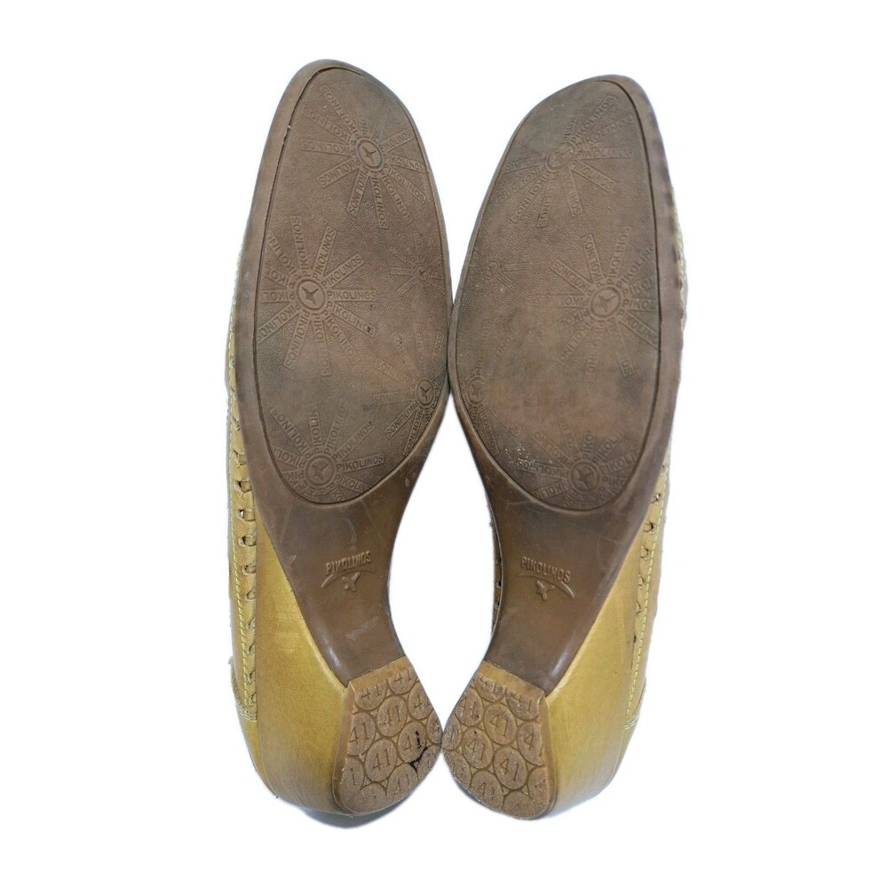 Pikolinos Women's 10.5-11 Slip On Mule Clog Laser Cut Floral Pattern Leather - Picture 11 of 12